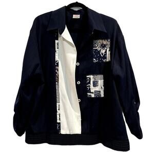 Vintage GW Division Of Graff Jacket Women's Large Blue Long Sleeve Button Front